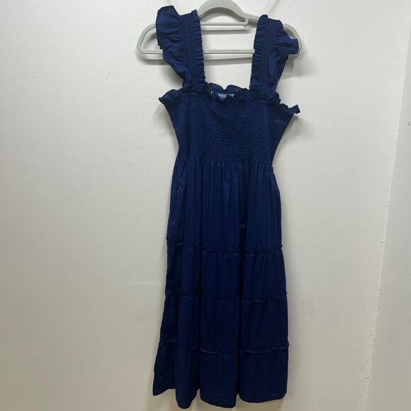 HILL HOUSE HOME Ellie Nap Dress Navy Poplin midi large - Picture 2 of 11